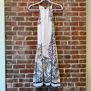 NWT Lined White LOFT Floral Flower Print Spring Dress SP